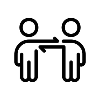 Two People Exchanging Information with Opposite Arrows vector