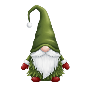 Charming green elf with a tall pointed hat and white beard ready for festive celebrations png