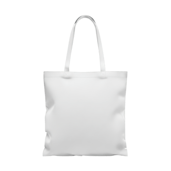 A clean minimalist white canvas tote bag with two shoulder straps presented against a stark white background png