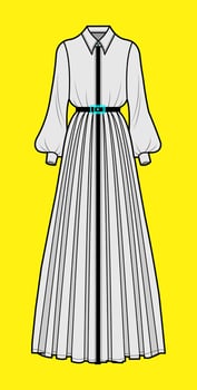 Elegant Pleated Long Dress Fashion vector