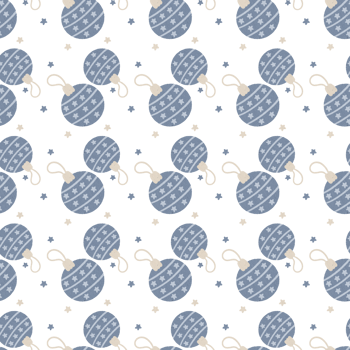Cute blue Christmas ball print pattern for Papers vinyl, Fabric surface design, winter books file gifts. png