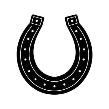 Black Silhouette Illustration of Horseshoe Isolated on White Background, Perfect for Luck, Western, Farm, Good Fortune, and Minimalist Design Projects. vector