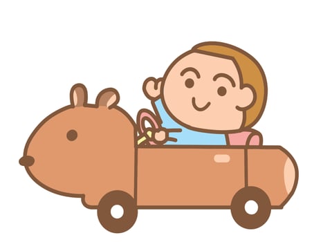 Child driving an animal car vector