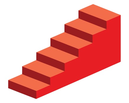 Isometric Illustration of a Red Staircase Ascending to Success, Symbolizing Growth and Opportunity - Professional digital artwork with vibrant colors and detailed composition vector