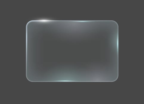 glass panel with rounded edges on a dark gradient background. Modern and sleek appearance suitable for digital interfaces and design elements. vector