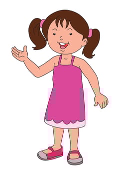 A little girl smiling is pointing vector