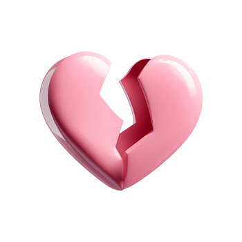 Broken Heart Icon on transparent background pink broken heart graphic png