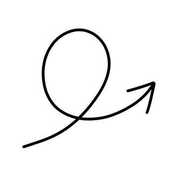 Simple hand-drawn loop arrow pointing to the right in a clean, minimalist style. Ideal for conveying direction, flow, or repetition in creative or business graphics. png