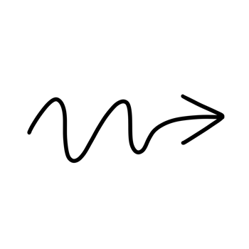 Hand-drawn wavy line with an arrow pointing right, styled in a clean, flowing sketch. Ideal for indicating movement, direction, or transitions in visual designs. png
