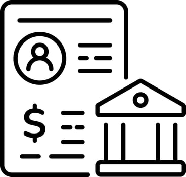 A linear style icon representing bank account vector