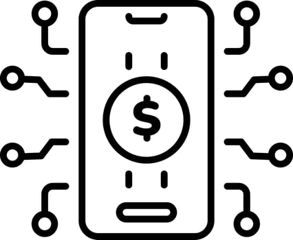 A line style icon showing digital funds vector