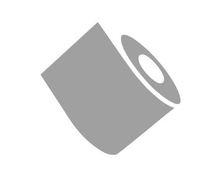A minimalist grayscale icon depicting a roll of paper or film, subtly suggesting themes of content creation, storage, or new beginnings. vector