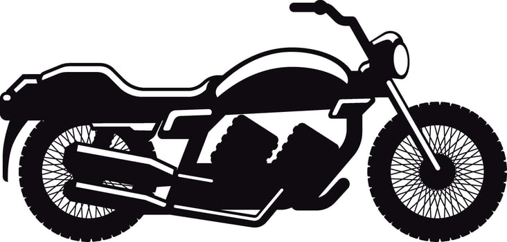 Black and white silhouette of a vintage style motorcycle representing adventure, travel and freedom, ideal for logos, posters and any graphic design project vector