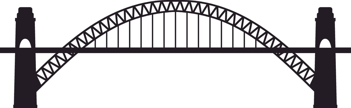 Clean silhouette of Sydney Harbour Bridge, an iconic steel through arch bridge, is a recognizable symbol of Sydney, Australia, and a popular tourist destination vector