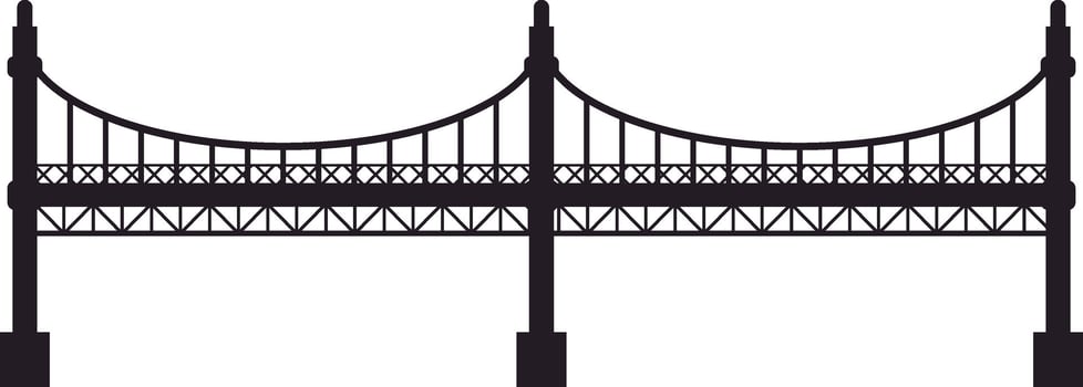 Imposing silhouette of Williamsburg Bridge, featuring intricate steel structure and towering pillars, spans the East River, connecting Brooklyn and Manhattan in New York City vector