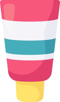Pink, white and turquoise tube of cream, sunscreen, lotion, ointment or other cosmetic product promoting skin care, sun protection and body treatment vector