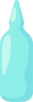 Medical glass ampoule containing vibrant blue liquid medicine, positioned against a clean white background, offering a simple yet striking flat illustration vector