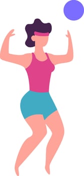 Professional volleyball player jumping and striking the ball during an intense match, embodying the spirit of competition, athleticism, and a commitment to a healthy lifestyle vector