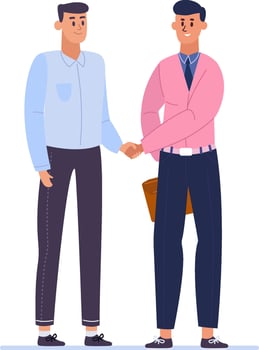 Two businessmen shaking hands after reaching an agreement, concluding a successful business deal, making a pact, or celebrating a fruitful collaboration vector