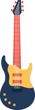 Colorful electric guitar with red neck, tuning pegs and strings, ready to be played by a musician, representing music, entertainment, and creativity vector