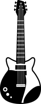 Stylized silhouette of an electric guitar highlighting the neck, body, and tuning pegs, embodying the essence of music, rock and roll, and diverse musical instruments vector