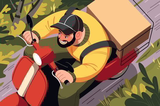 Delivery person on a scooter vector