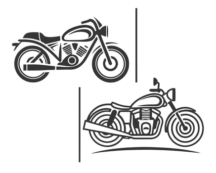 illustration of two detailed motorcycle silhouettes in a modern black and white design vector