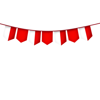 A red and white flags hanging on a Transparent background png