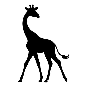 Giraffe silhouette walking ahead but looking behind vector