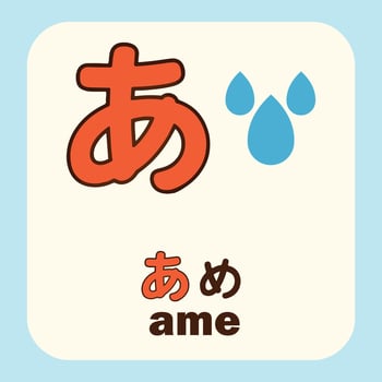japan hiragana mean a, with drawing ame meaning rain. vector
