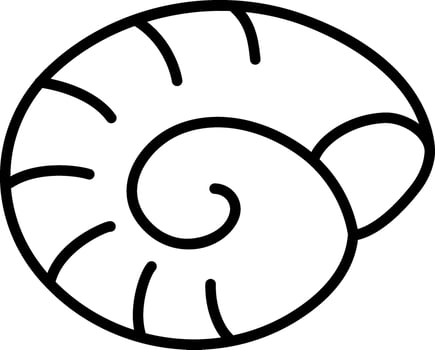 black and white seashell isolated on white background. Line sea shell icon. Summer, underwater or ocean life clipart. Cute aquatic illustration or coloring page for kids. Vacation beach object vector