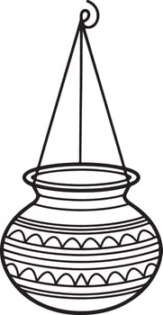 Dahi Handi Pot Silhouette, Traditional Clay Pot for Janmashtami Festival, Indian Culture And Mythology Line Art vector