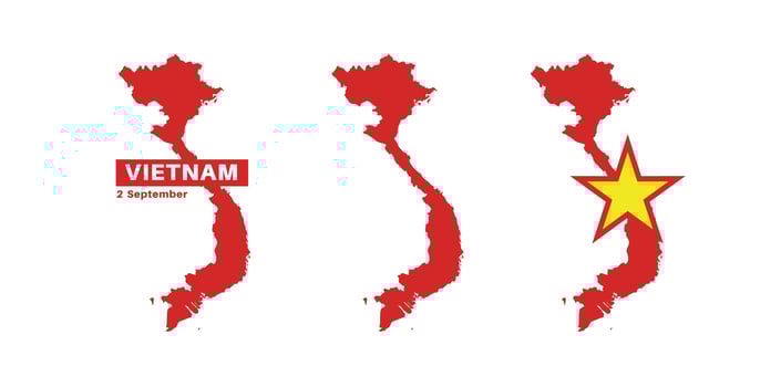 vietnam flag and map set. vietnam flag in official colors and proportions., map vector