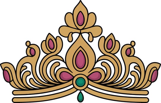 Illustration Of Elegant Royal Tiara Crown with Gemstones. Princess, Queen, Beauty Pageant Accessory vector