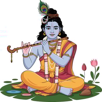 Lord Krishna playing flute illustration vector