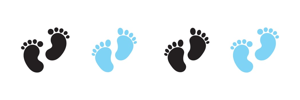 Baby feet icon on white background. Baby feet icon set vector