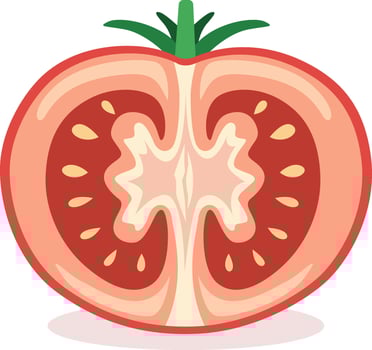sliced tomato with green top vector