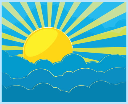 Landscape with clouds and sun. vector
