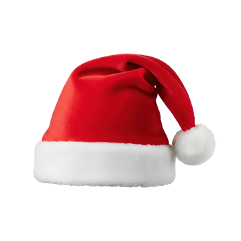 Classic red santa hat with white trim and pom pom isolated on transparent background png