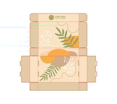 Nature inspired product packaging and label gift box set with floral and plant illustrations vector