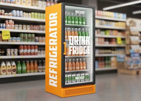 Drink Fridge Refrigerator Mockup psd