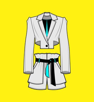 Trendy Cropped Blazer and High-Waisted Shorts Outfit Illustration vector