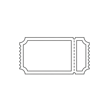 Simple outline of a vintage style event ticket with perforated stub isolated on transparent background png