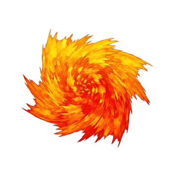 Vibrant swirling fire vortex with jagged edges isolated on transparent background png