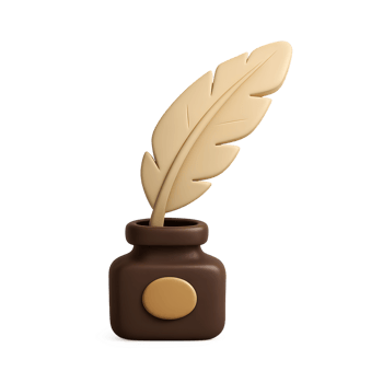 A brown pen and feather in a vase png
