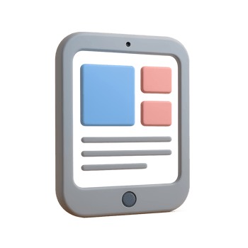 A tablet with a blue and pink square on it png