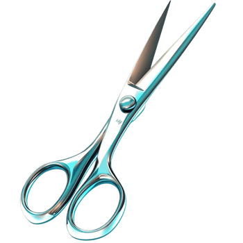 Shiny blue scissors sharp blades cutting tool professional craft supplies png
