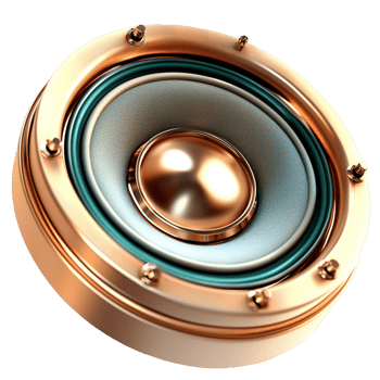 Audio device golden speaker sound system png