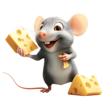 Cute cartoon mouse holding cheese slices adorable character png