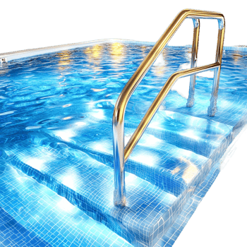 Blue swimming pool with steps and handrail water recreation png